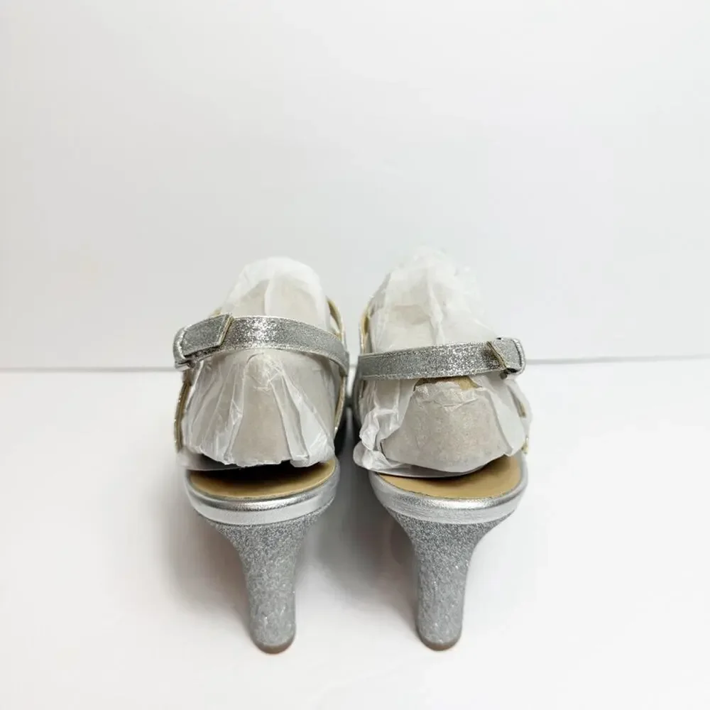 NATURALIZER BAYLOR WOMEN SANDAL SILVER GLITTER SIZE 7 BRAND NEW WITHOUT BOX - Picture 7 of 9